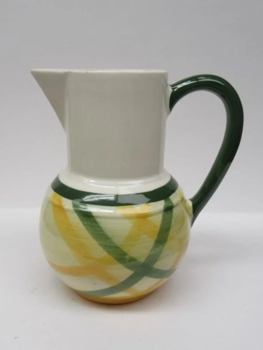 Metlox Vernonware GINGHAM 6 5/8 Inch High Bulbous Jug or Pitcher, Made In U.S.A.